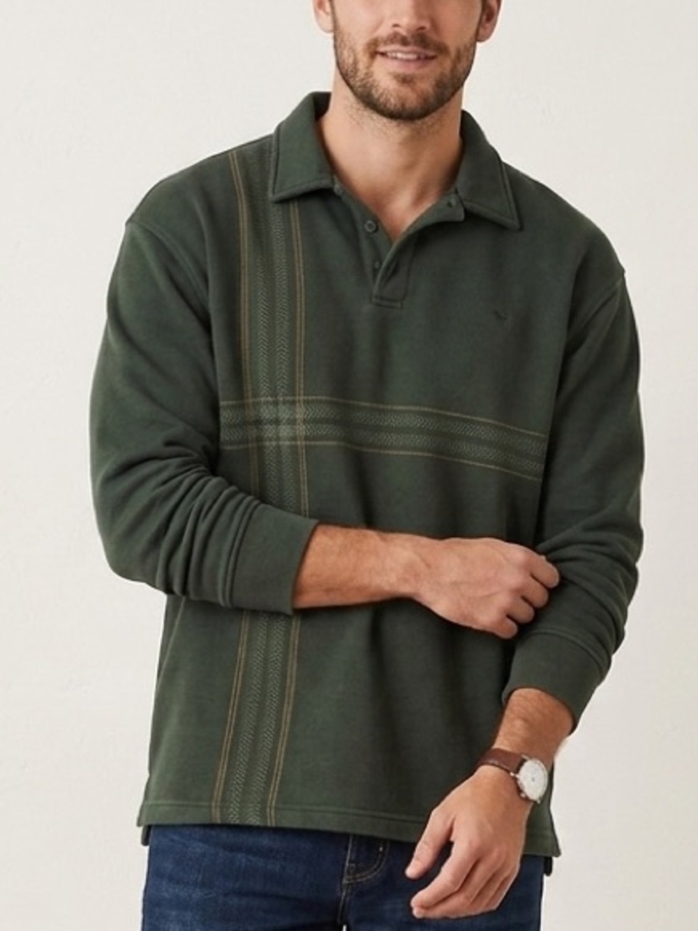 Arnold Palmer Forest Green Long-Sleeve Polo Shirt Men’s Size Large